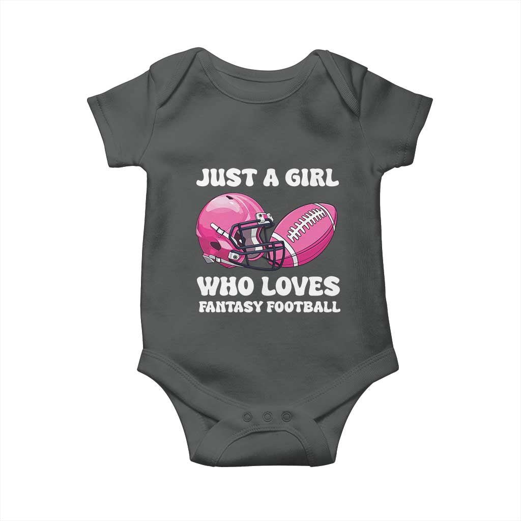Funny Just A Girl Who Loves Fantasy Football Baby Onesie TS10 Dark Heather Print Your Wear