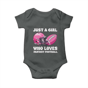 Funny Just A Girl Who Loves Fantasy Football Baby Onesie TS10 Dark Heather Print Your Wear