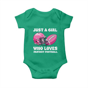 Funny Just A Girl Who Loves Fantasy Football Baby Onesie TS10 Irish Green Print Your Wear