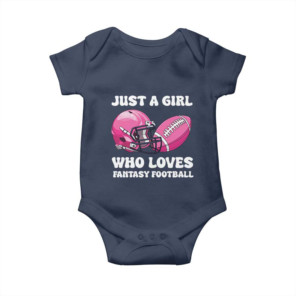 Funny Just A Girl Who Loves Fantasy Football Baby Onesie TS10 Navy Print Your Wear