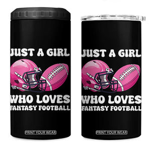 Funny Just A Girl Who Loves Fantasy Football 4 in 1 Can Cooler Tumbler TS10 One Size: 16 oz Black Print Your Wear