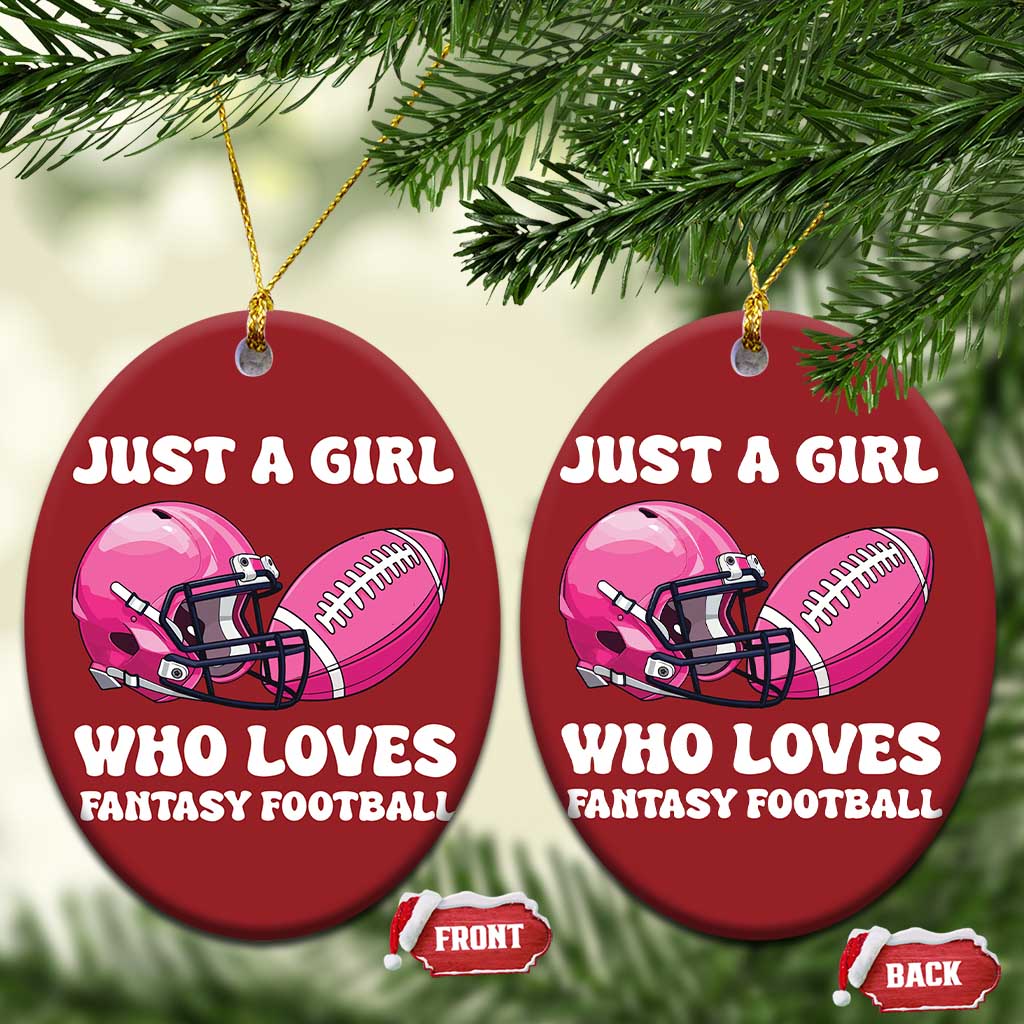 Funny Just A Girl Who Loves Fantasy Football Christmas Ornament TS10 Oval Red Print Your Wear