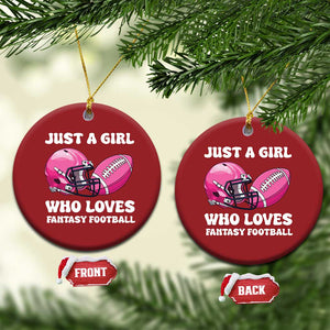 Funny Just A Girl Who Loves Fantasy Football Christmas Ornament TS10 Circle Red Print Your Wear