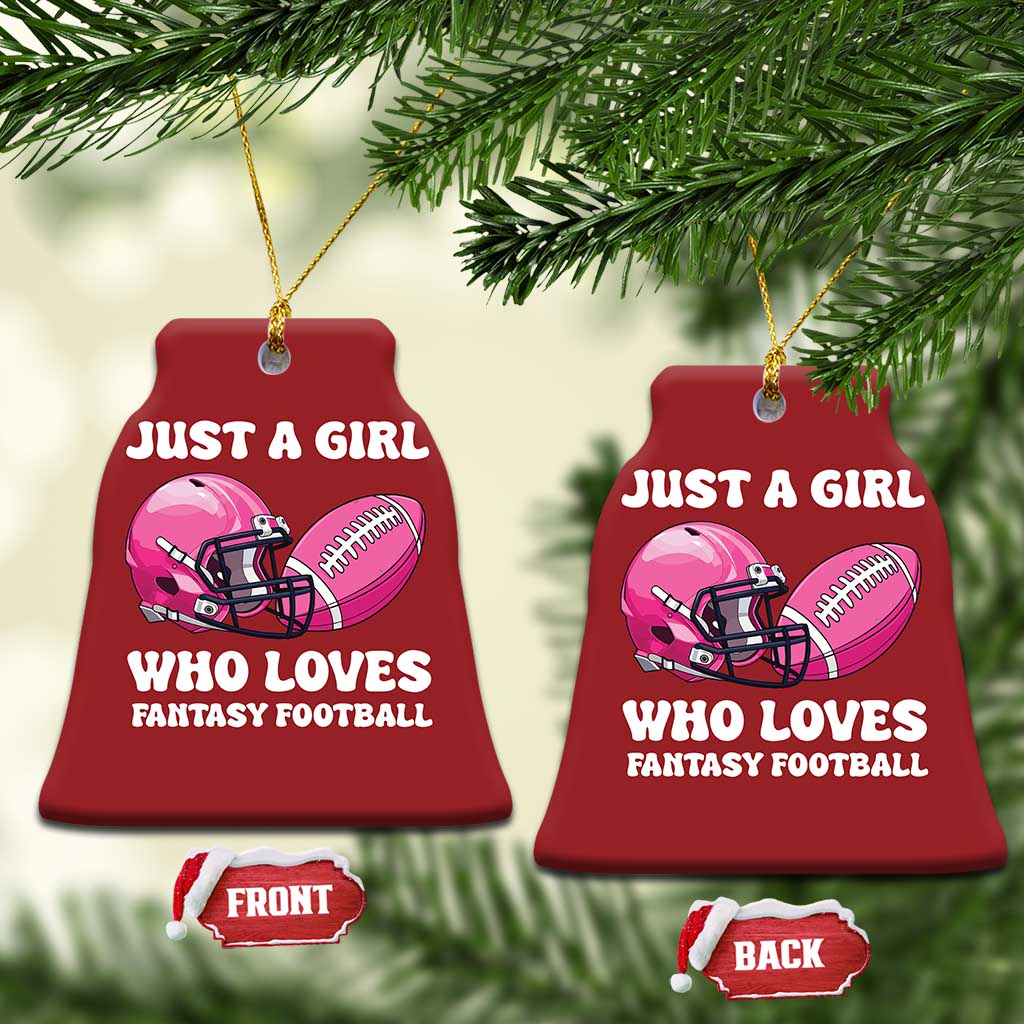 Funny Just A Girl Who Loves Fantasy Football Christmas Ornament TS10 Bell Flake Red Print Your Wear