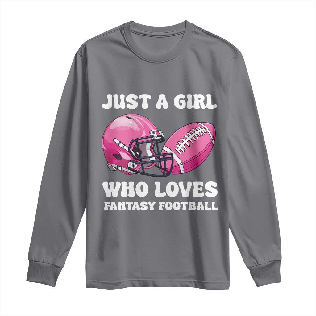Funny Just A Girl Who Loves Fantasy Football Long Sleeve Shirt TS10 Charcoal Print Your Wear