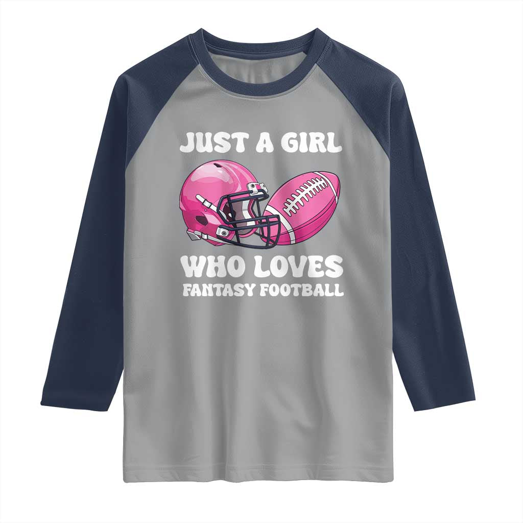 Funny Just A Girl Who Loves Fantasy Football Raglan Shirt TS10 Sport Gray Navy Print Your Wear