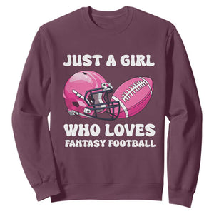 Funny Just A Girl Who Loves Fantasy Football Sweatshirt TS10 Maroon Print Your Wear