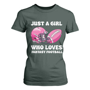 Funny Just A Girl Who Loves Fantasy Football T Shirt For Women TS10 Dark Forest Green Print Your Wear