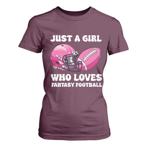 Funny Just A Girl Who Loves Fantasy Football T Shirt For Women TS10 Maroon Print Your Wear