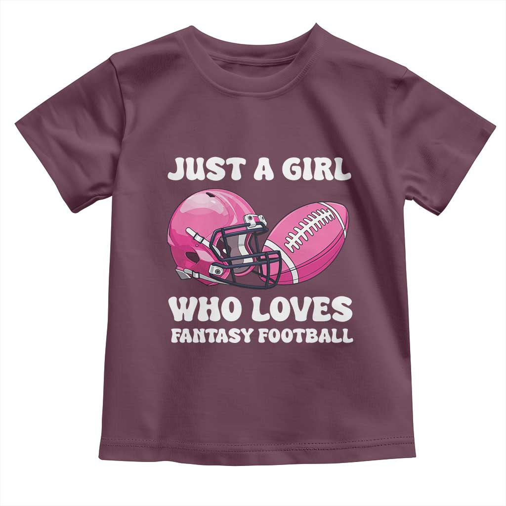 Funny Just A Girl Who Loves Fantasy Football Toddler T Shirt TS10 Maroon Print Your Wear