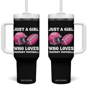 Funny Just A Girl Who Loves Fantasy Football Tumbler With Handle TS10 One Size: 40 oz Black Print Your Wear