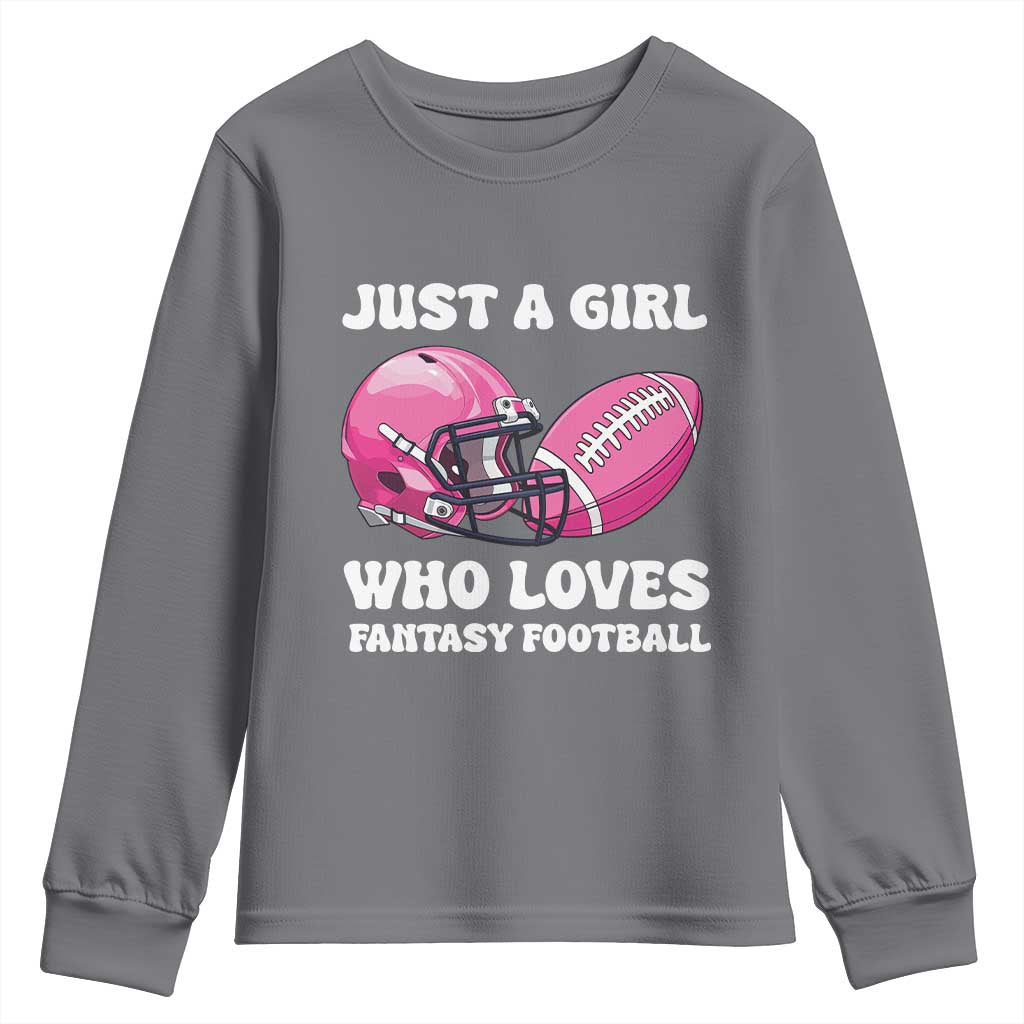 Funny Just A Girl Who Loves Fantasy Football Youth Sweatshirt TS10 Charcoal Print Your Wear