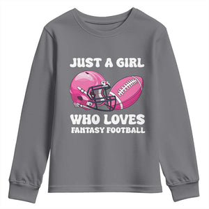 Funny Just A Girl Who Loves Fantasy Football Youth Sweatshirt TS10 Charcoal Print Your Wear