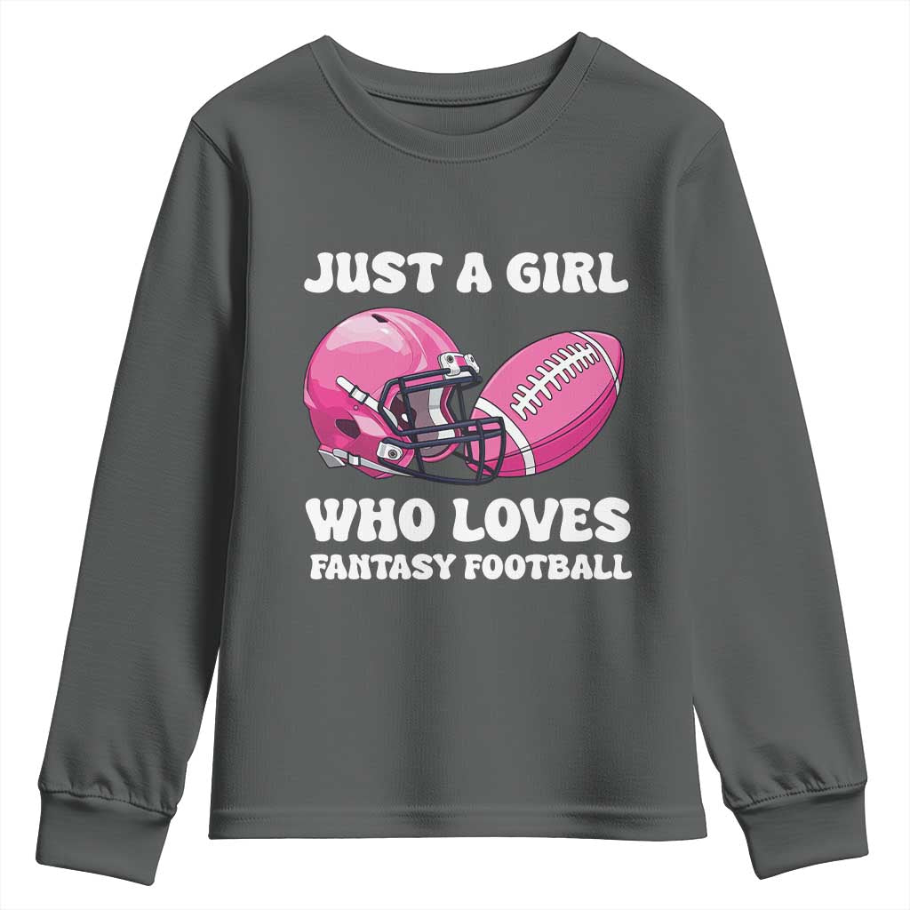 Funny Just A Girl Who Loves Fantasy Football Youth Sweatshirt TS10 Dark Heather Print Your Wear