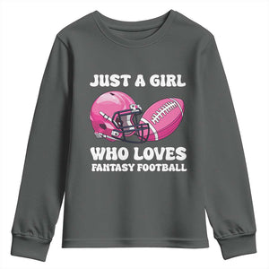 Funny Just A Girl Who Loves Fantasy Football Youth Sweatshirt TS10 Dark Heather Print Your Wear