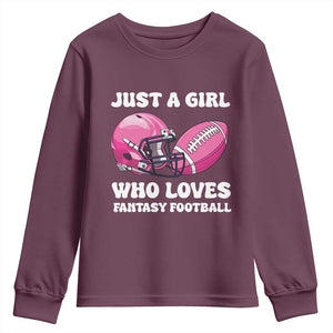 Funny Just A Girl Who Loves Fantasy Football Youth Sweatshirt TS10 Maroon Print Your Wear