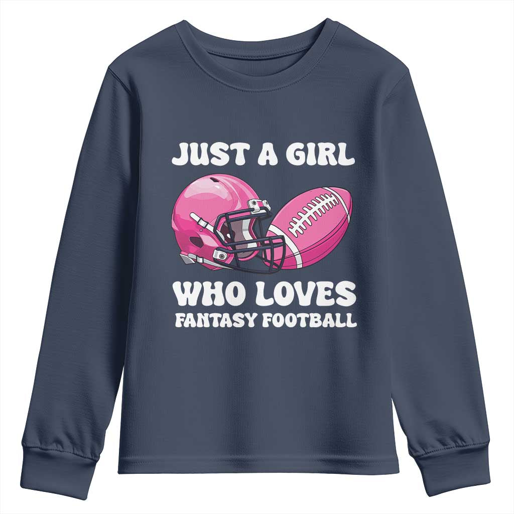 Funny Just A Girl Who Loves Fantasy Football Youth Sweatshirt TS10 Navy Print Your Wear