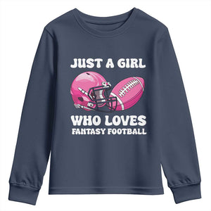 Funny Just A Girl Who Loves Fantasy Football Youth Sweatshirt TS10 Navy Print Your Wear