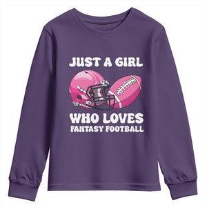 Funny Just A Girl Who Loves Fantasy Football Youth Sweatshirt TS10 Purple Print Your Wear