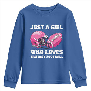 Funny Just A Girl Who Loves Fantasy Football Youth Sweatshirt TS10 Royal Blue Print Your Wear