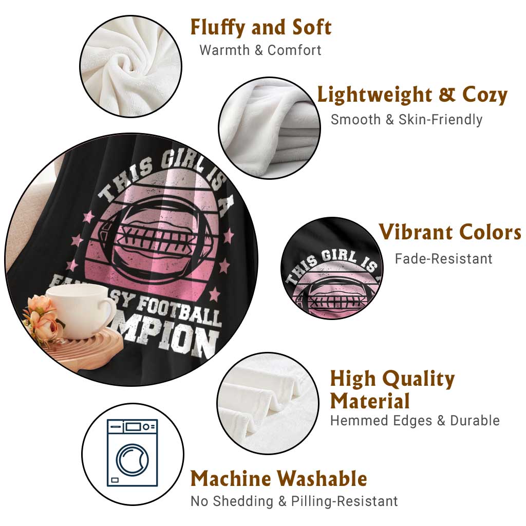 Funny This Girl Is A Fantasy Football Champion Throw Blanket Retro Champ Champion Draft TS10 Print Your Wear