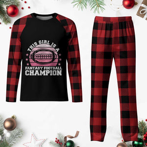 Funny This Girl Is A Fantasy Football Champion Plaid Pajama Set Retro Champ Champion Draft TS10 Buffalo Plaid Print Your Wear