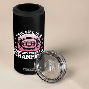 Funny This Girl Is A Fantasy Football Champion 4 in 1 Can Cooler Tumbler Retro Champ Champion Draft TS10 Print Your Wear