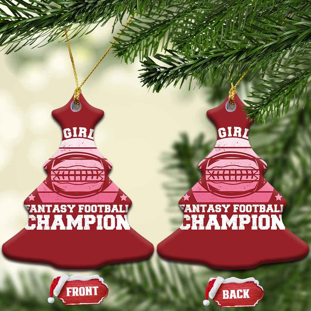 Funny This Girl Is A Fantasy Football Champion Christmas Ornament Retro Champ Champion Draft TS10 Christmas Tree Red Print Your Wear
