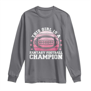 Funny This Girl Is A Fantasy Football Champion Long Sleeve Shirt Retro Champ Champion Draft TS10 Charcoal Print Your Wear