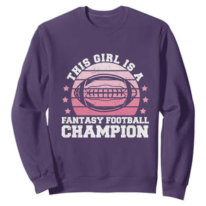 Funny This Girl Is A Fantasy Football Champion Sweatshirt Retro Champ Champion Draft TS10 Purple Print Your Wear
