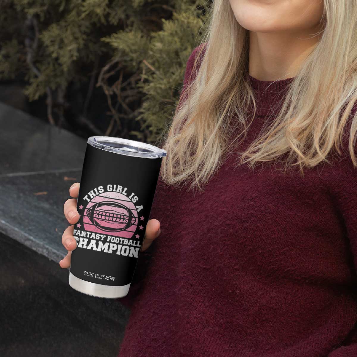 Funny This Girl Is A Fantasy Football Champion Tumbler Cup Retro Champ Champion Draft TS10 Print Your Wear
