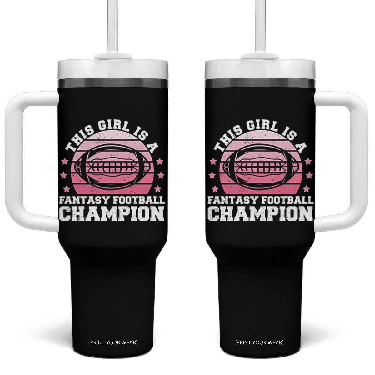 Funny This Girl Is A Fantasy Football Champion Tumbler With Handle Retro Champ Champion Draft TS10 One Size: 40 oz Black Print Your Wear