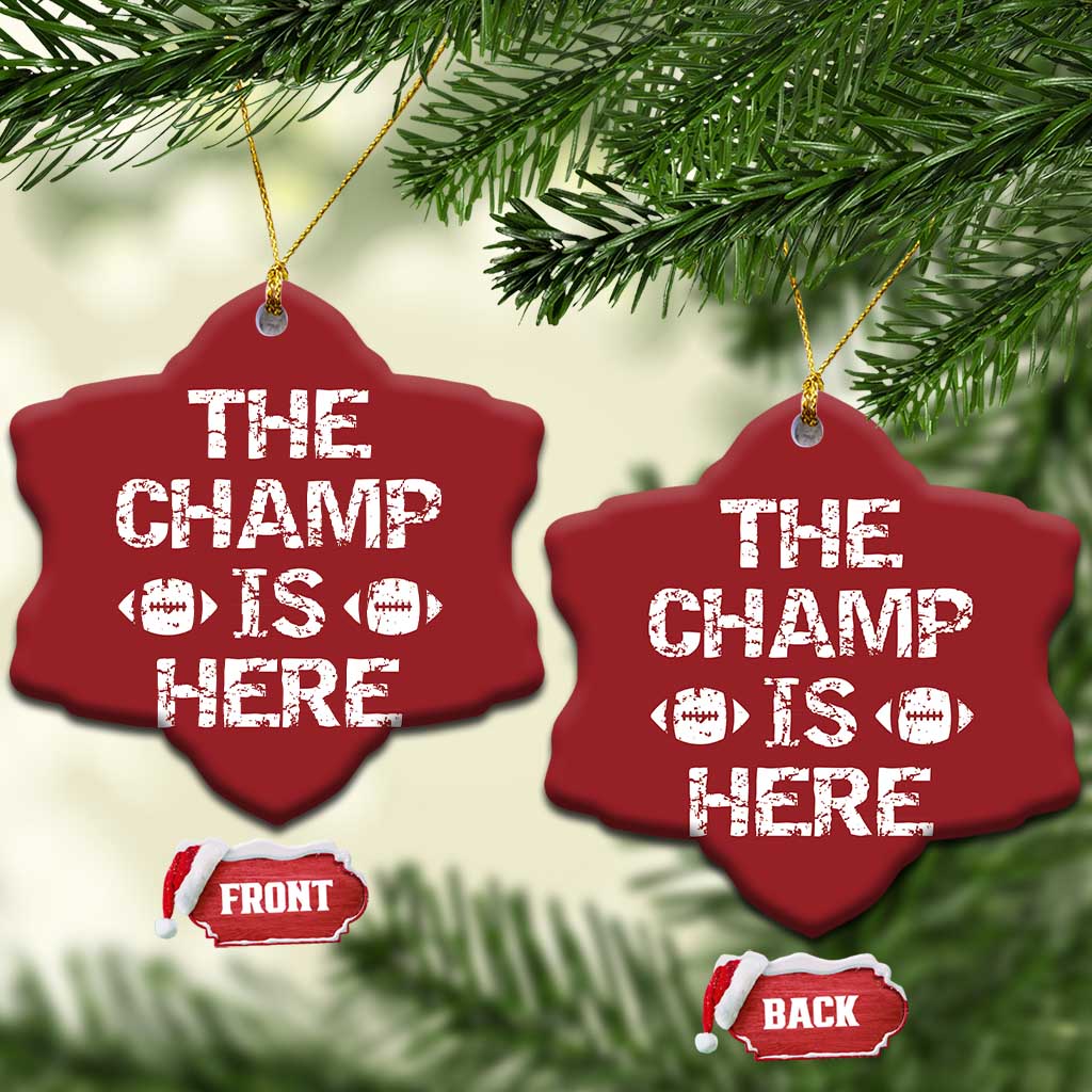 Funny Fantasy Football Champion Christmas Ornament Champ Draft Party Commish FFL TS10 Snow Flake Red Print Your Wear