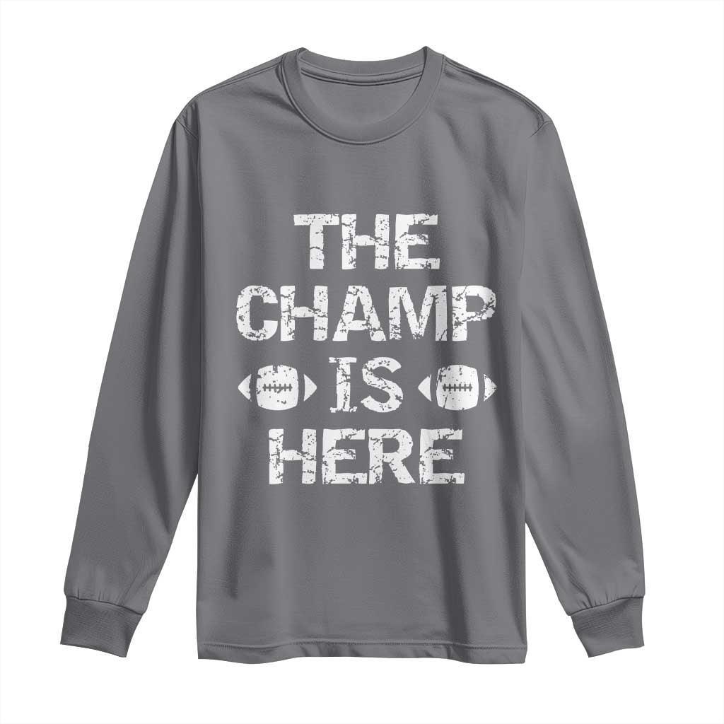 Funny Fantasy Football Champion Long Sleeve Shirt Champ Draft Party Commish FFL TS10 Charcoal Print Your Wear