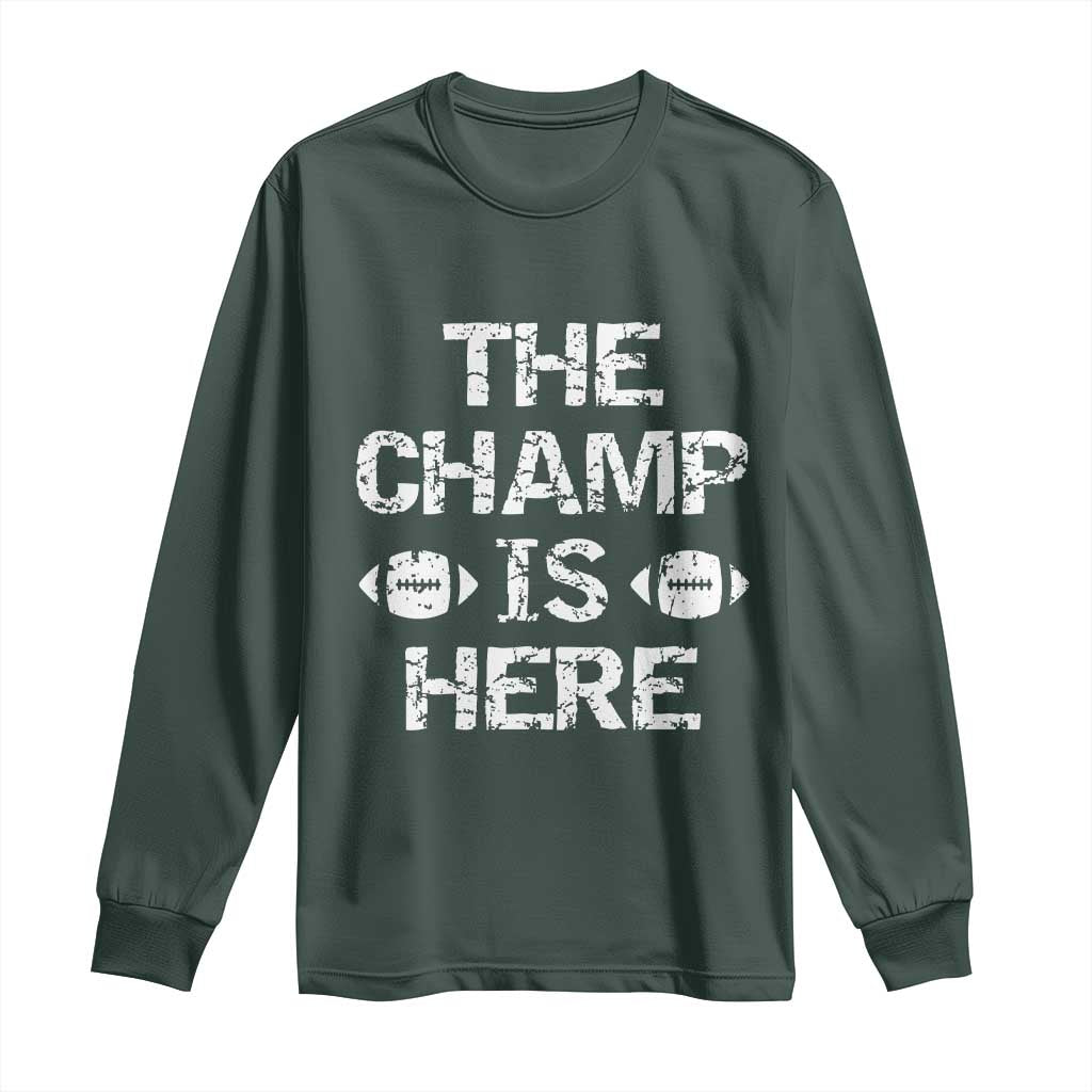 Funny Fantasy Football Champion Long Sleeve Shirt Champ Draft Party Commish FFL TS10 Dark Forest Green Print Your Wear