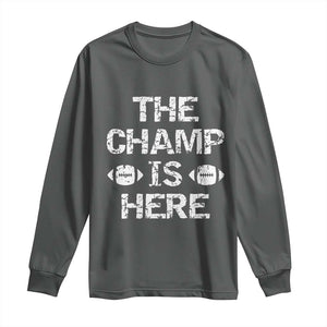 Funny Fantasy Football Champion Long Sleeve Shirt Champ Draft Party Commish FFL TS10 Dark Heather Print Your Wear