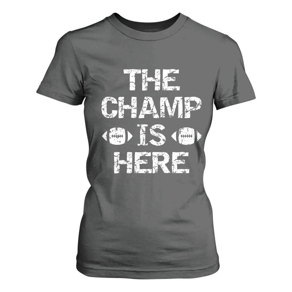 Funny Fantasy Football Champion T Shirt For Women Champ Draft Party Commish FFL TS10 Dark Heather Print Your Wear