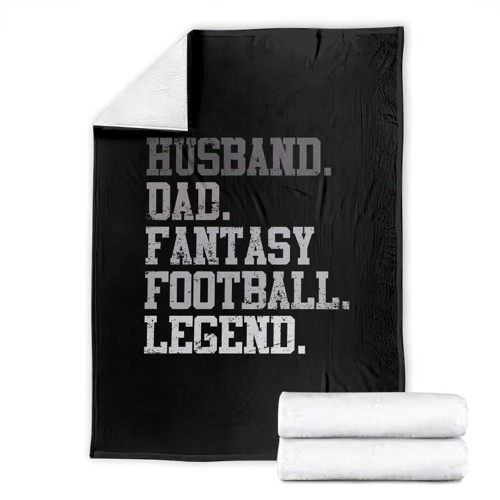 Husband Dad Fantasy Football Legend Throw Blanket Retro Fathers Day TS10 Black Print Your Wear