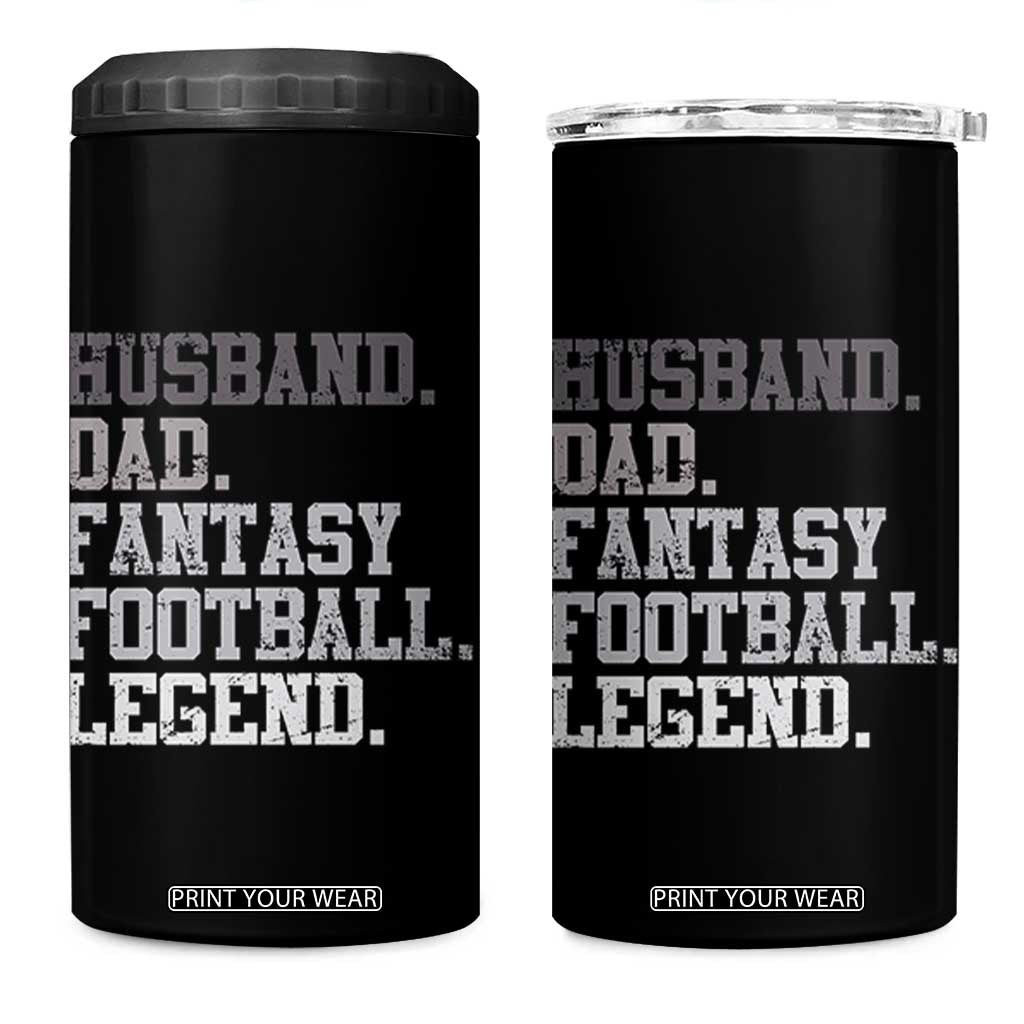 Husband Dad Fantasy Football Legend 4 in 1 Can Cooler Tumbler Retro Fathers Day TS10 One Size: 16 oz Black Print Your Wear