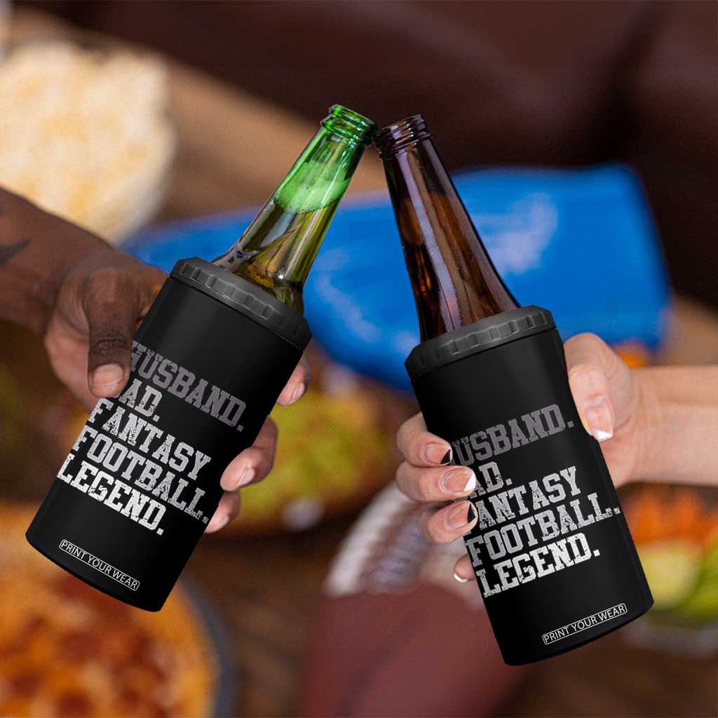 Husband Dad Fantasy Football Legend 4 in 1 Can Cooler Tumbler Retro Fathers Day TS10 Print Your Wear