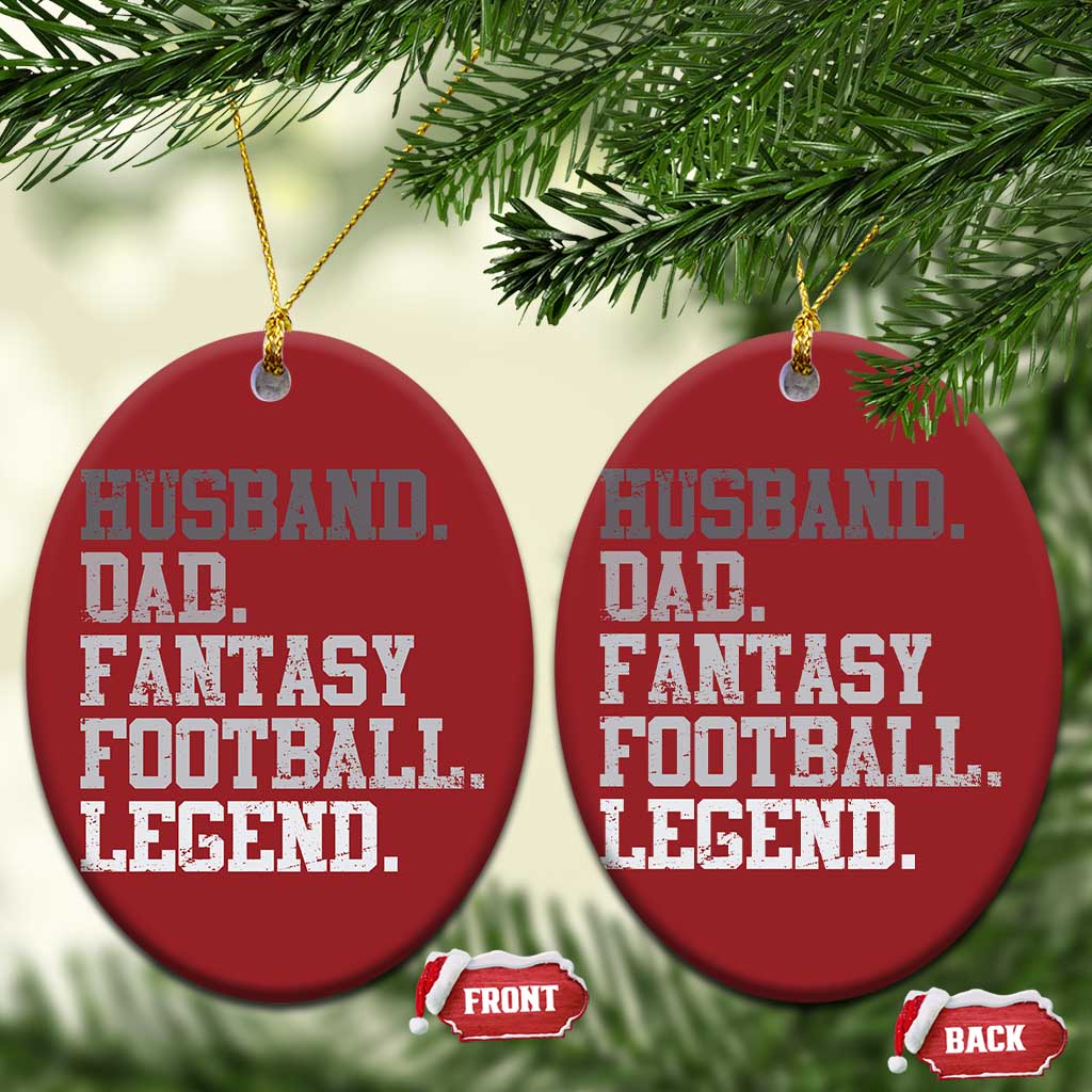 Husband Dad Fantasy Football Legend Christmas Ornament Retro Fathers Day TS10 Oval Red Print Your Wear