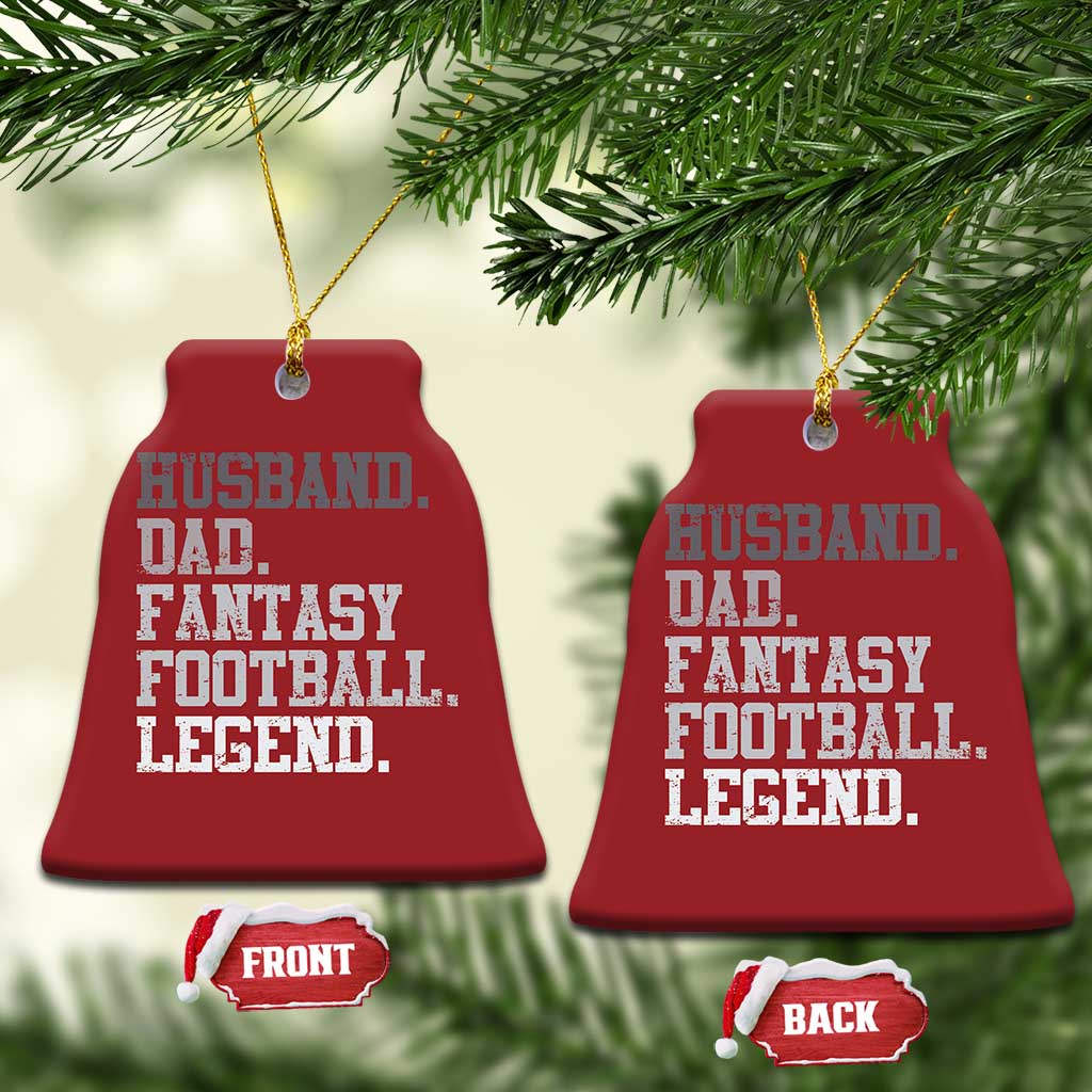 Husband Dad Fantasy Football Legend Christmas Ornament Retro Fathers Day TS10 Bell Flake Red Print Your Wear