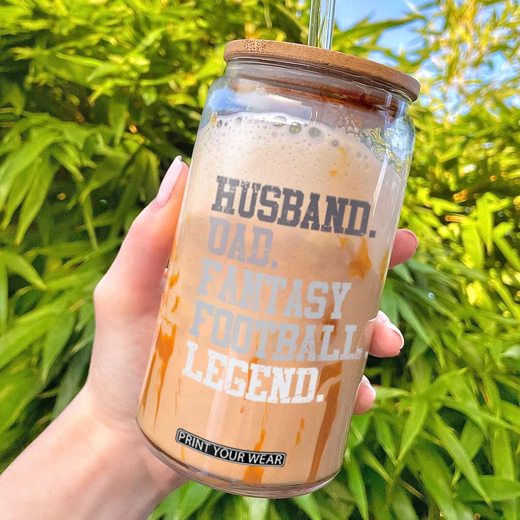 Husband Dad Fantasy Football Legend Glass Can Retro Fathers Day TS10 Black Print Your Wear
