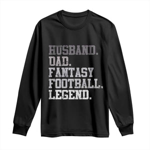 Husband Dad Fantasy Football Legend Long Sleeve Shirt Retro Fathers Day TS10 Black Print Your Wear