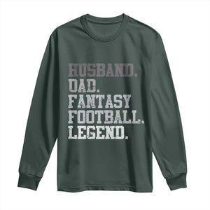 Husband Dad Fantasy Football Legend Long Sleeve Shirt Retro Fathers Day TS10 Dark Forest Green Print Your Wear