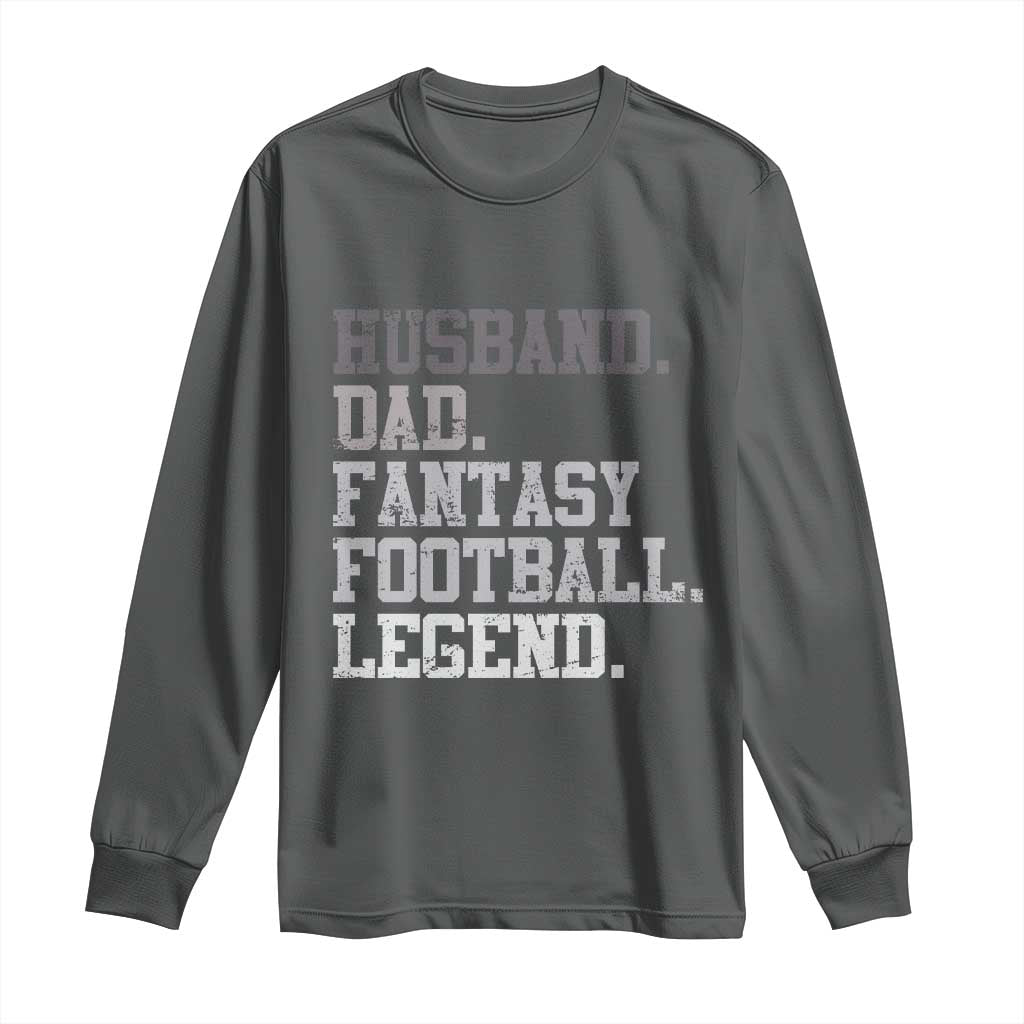 Husband Dad Fantasy Football Legend Long Sleeve Shirt Retro Fathers Day TS10 Dark Heather Print Your Wear
