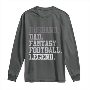 Husband Dad Fantasy Football Legend Long Sleeve Shirt Retro Fathers Day TS10 Dark Heather Print Your Wear