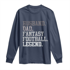 Husband Dad Fantasy Football Legend Long Sleeve Shirt Retro Fathers Day TS10 Navy Print Your Wear