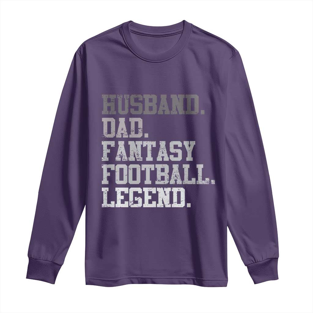 Husband Dad Fantasy Football Legend Long Sleeve Shirt Retro Fathers Day TS10 Purple Print Your Wear