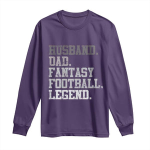 Husband Dad Fantasy Football Legend Long Sleeve Shirt Retro Fathers Day TS10 Purple Print Your Wear